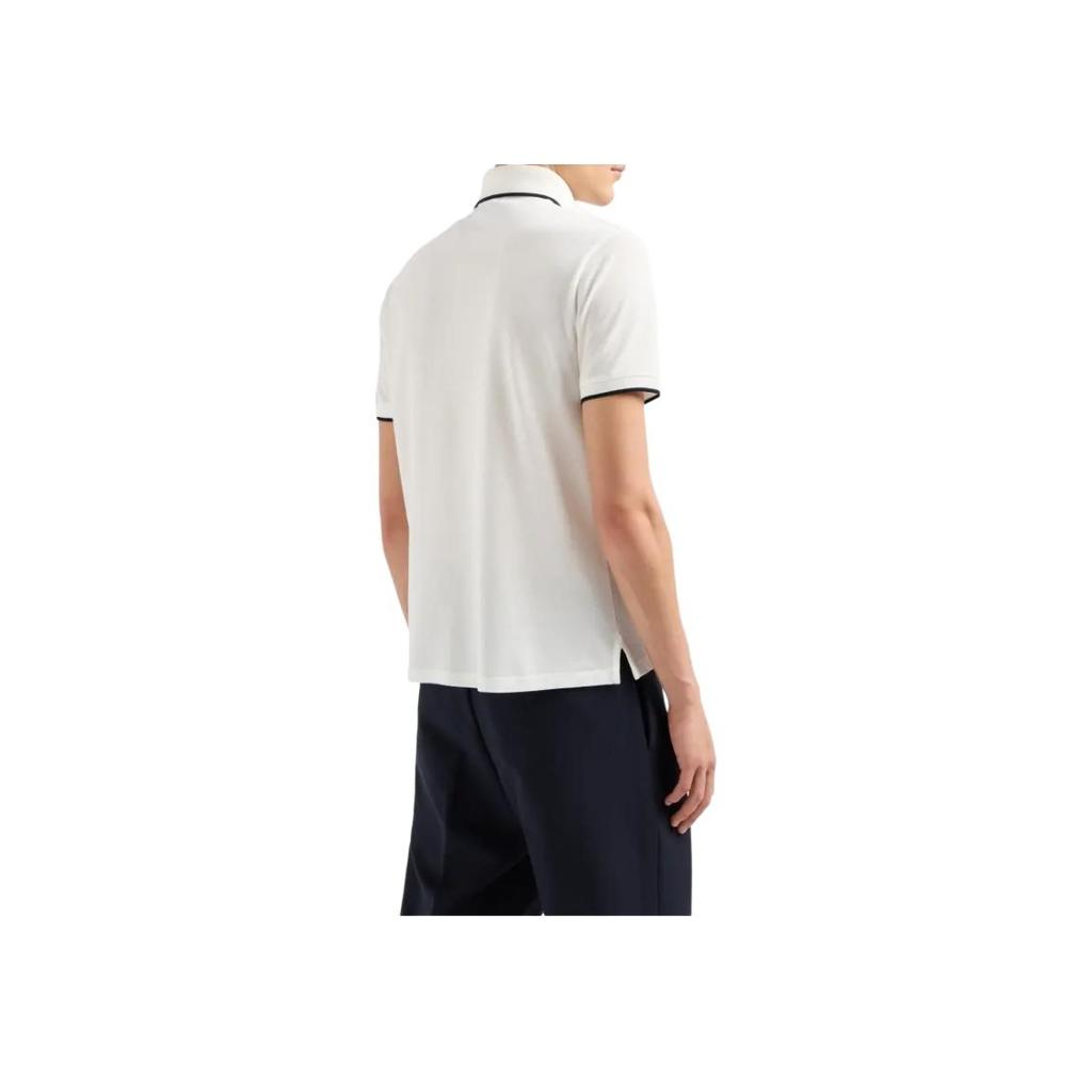 Emporio Armani Мужская футболка-поло с вышитым воротником и коротким рукавом Белый 6D1F65-1JTKZ-01C6