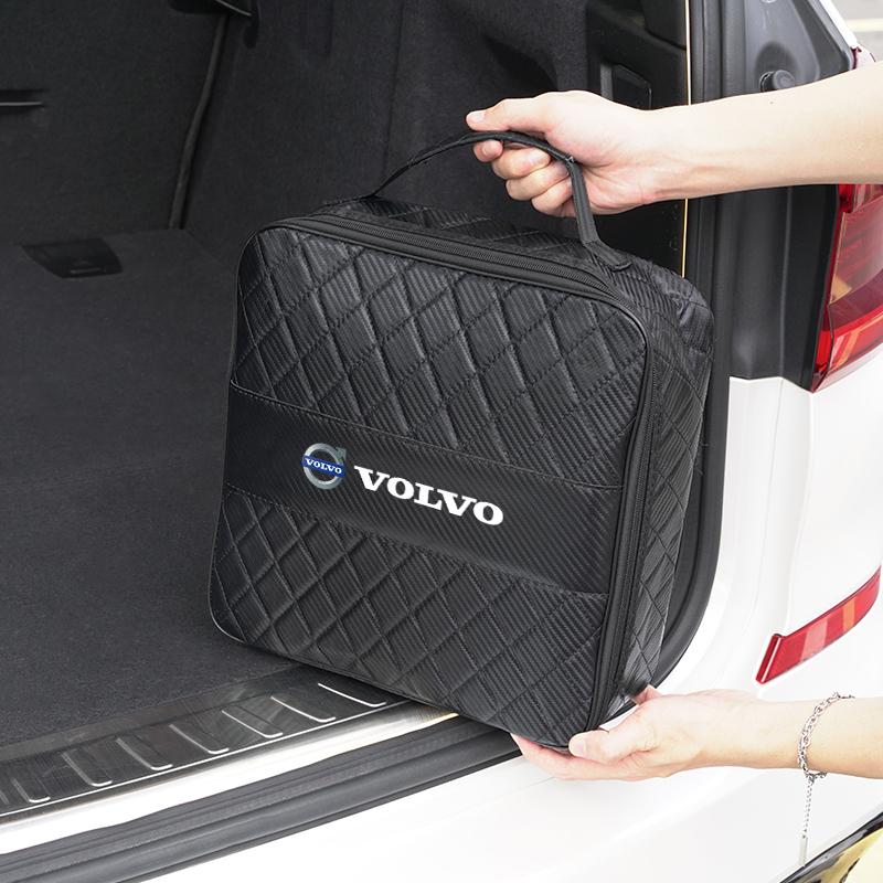 Car Boot Storage Handbag High-capacity Leather Tools Bag For Volvo XC90 V90 V60 XC60 V40 EC40 EX40 S80 S60 S90 C40 XC40 V70 XC70 FK4