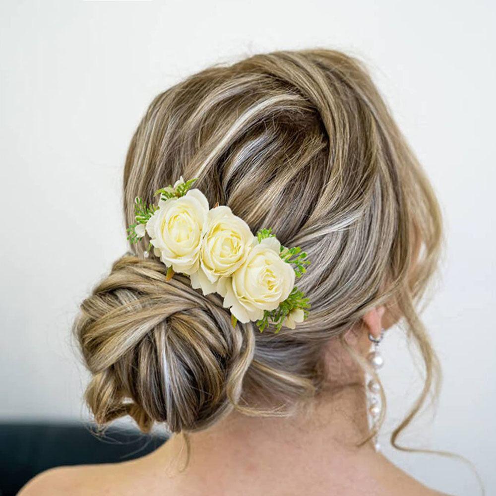 Свадебные аксессуары для волос Цветочный лист Расческа для волос Цветочная расческа для волос Свадебные украшения для волос с кристаллами