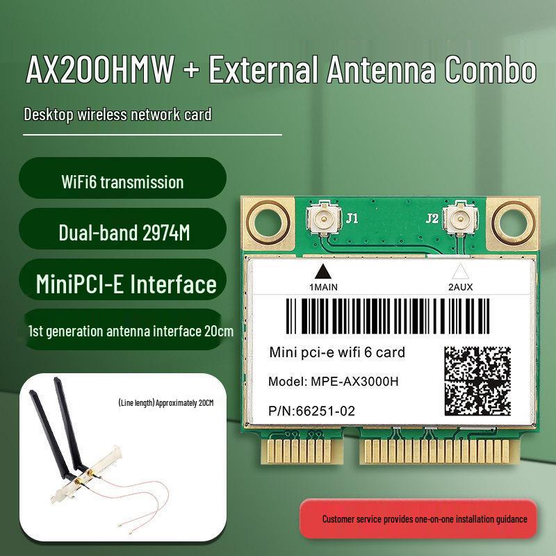 AX210 AX200 AX3000 WiFi6 Gigabit Wireless Network Card with Bluetooth 5.2 MINI PCIe