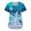Women's Fashion V-neck Short Sleeve Workwear With Pockets Christmas Printed Tops