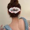 Hair Pin Strong Clamping Force Transparent Mesh Lace Clip with Cherry Decoration Half-Tied