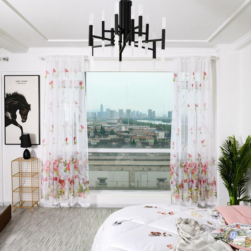 Пионовые цветочные прозрачные тюль занавески на окна занавески прозрачные шторы для дома гостиная спальня оконные украшения шторы 100x200 см
