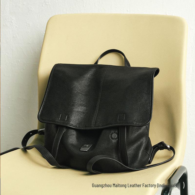 Qiu Zhen Рюкзак-мессенджер из овчины растительного дубления 2025 - Большая вместимость, для работы и повседневного использования