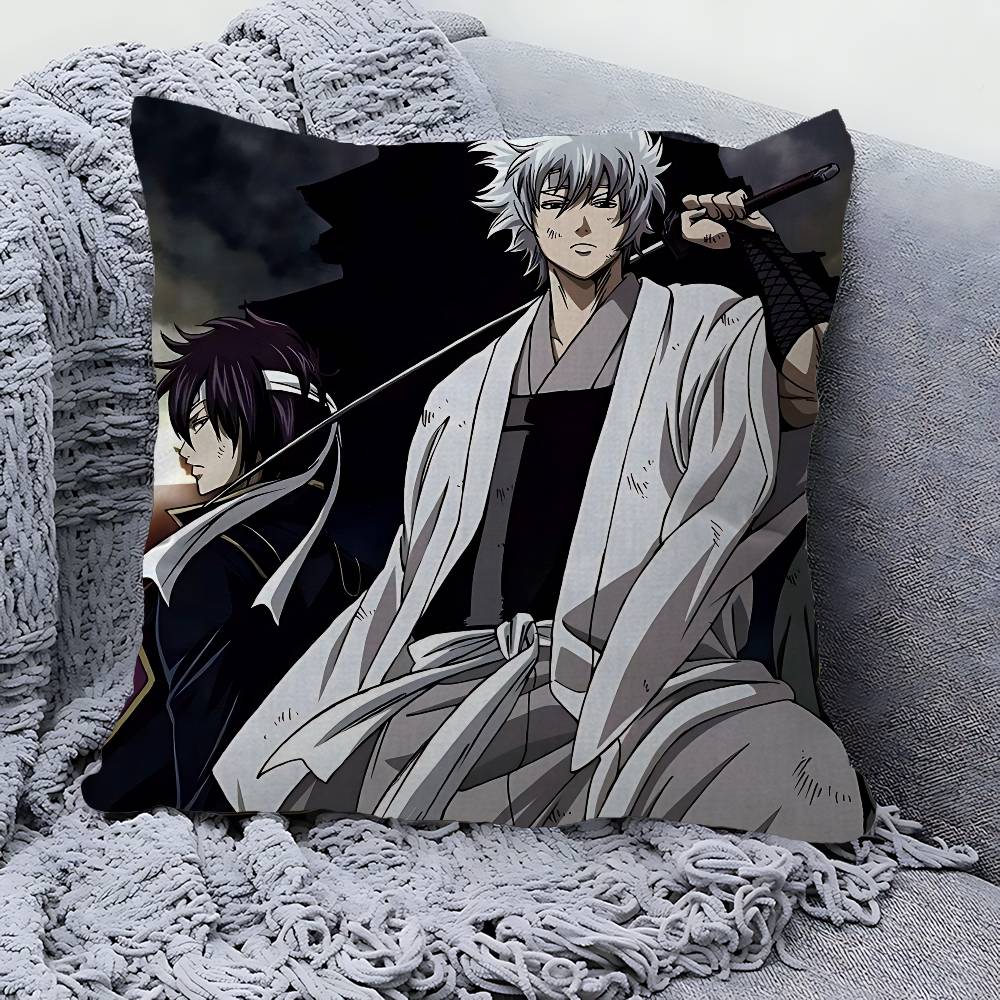 Смешные японские наволочки GINTAMA Мультяшные Декоративные для дивана Домашние Двусторонние с принтом Короткий плюш Милая наволочка для подушки