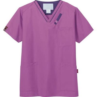 Pantone Скраб, Белый халат, 7042SC, Унисекс, Сияющая орхидея x Фиолетовый, Японский размер M (эквивалентно японскому размеру M)