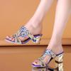 New Summer Style Fashionable, Comfortable, Versatile, Wear-resistant and Elegant Rhinestone Casual High-heeled Slippers