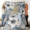Retro Sketch Soccer Ball Flannel Throw Blanket Vintage Grunge Football Print Sports Fan Sofa Blanket