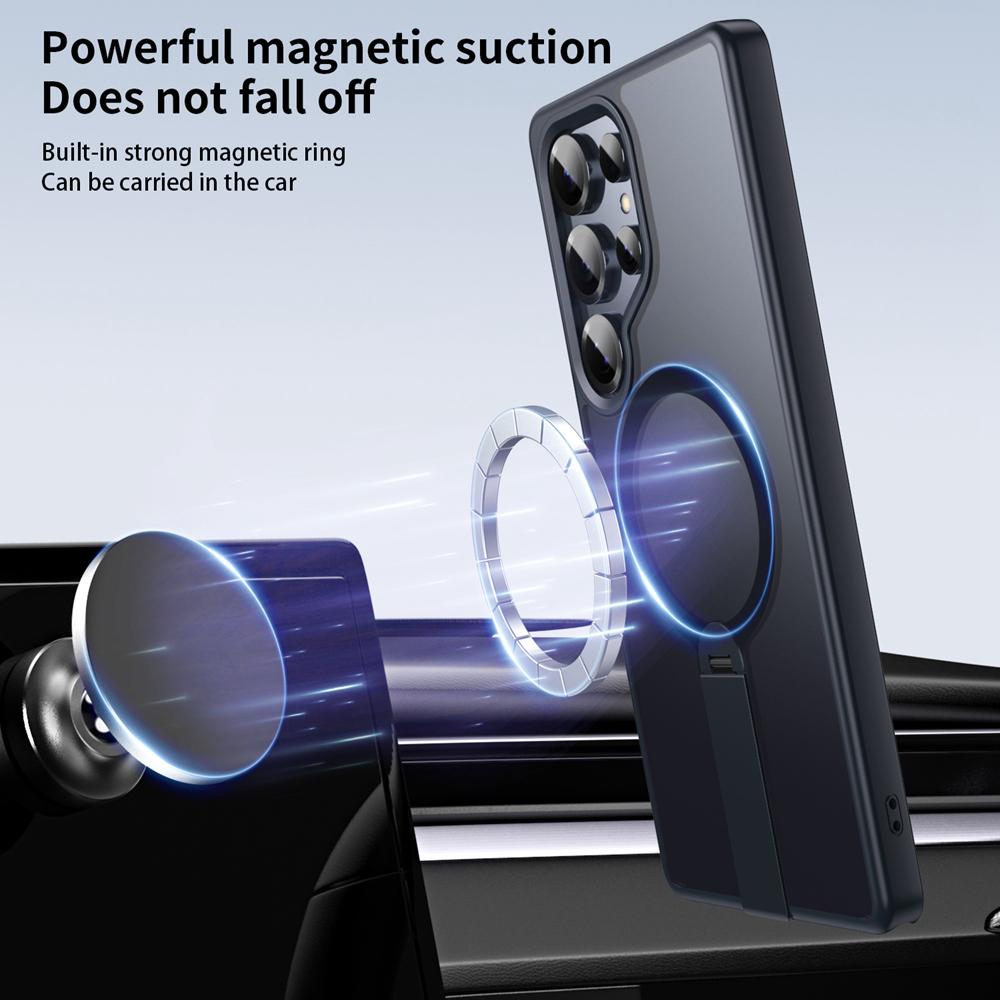 KEYSION 360 Скрытая Металлическая Подставка Магнитный Чехол для Magsafe для Samsung Galaxy S24 S25 Ultra S24+ S25+ Матовый Ударопрочный Чехол для Телефона