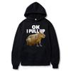 Funny Ok I Pull Up Capybara Print Hoodie Men's Fashion Casual Oversized Hooded Sweatshirts Gothic Pullovers Clothes for Teens