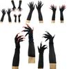 Halloween Long Vampire Claw Gloves With Fake Nails For Cosplay Costume Party
