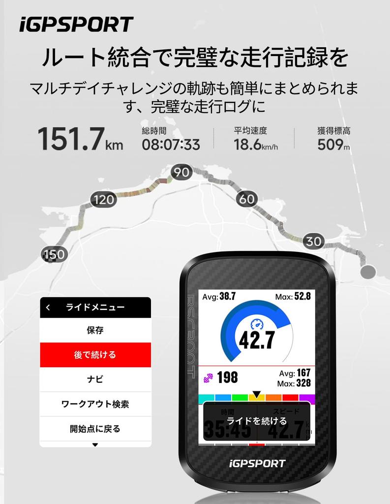 Велокомпьютер iGPSPORT BSC300T с картой Цветной Совместимый с Fast 130 Данные IPX7 Синхронизация Strava Сенсорный экран, GPS, Дисплей, Оповещения о сходе с маршрута, 2,4-дюйма