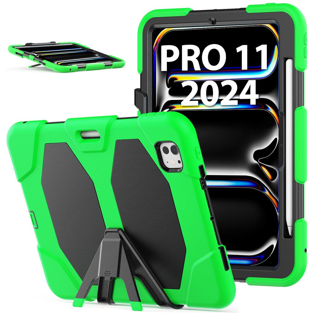 Для iPad Про 11 (2025)/11 (2024) Чехол для планшета из ПК + силиконовая подставка с пленкой для экрана из ПЭТ