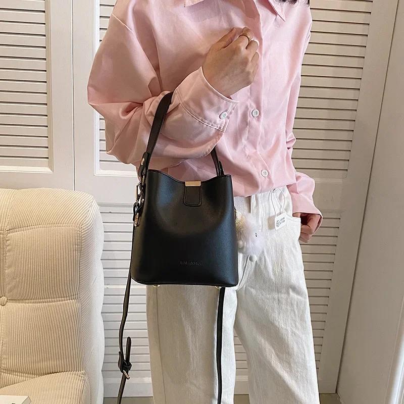 Ретро-сумка-ведро для переноски, повседневные диагональные сумки через плечо для женщин, модные женские сумки через плечо, дизайнерская сумка