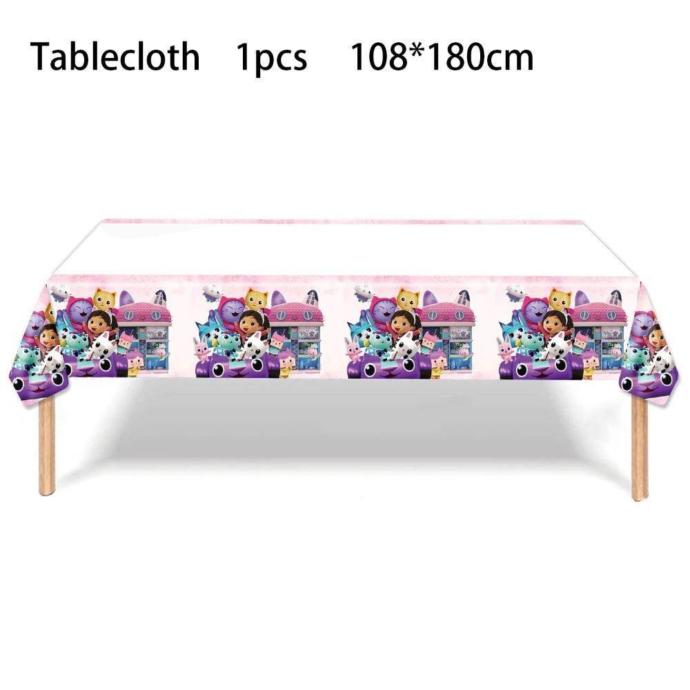 Pink Gabby House Birthday Party Decoration Banner Balloons Gabby Paper Cake Topper Plate Napkins Girl Party Decorations Supplies