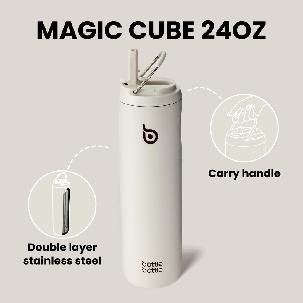 BOTTLE BOTTLE Insulated Water Bottle 24oz with Straw Lid and Handle for Sports Travel Gym Stainless Steel Water Bottles Double-Wall Vacuum Metal