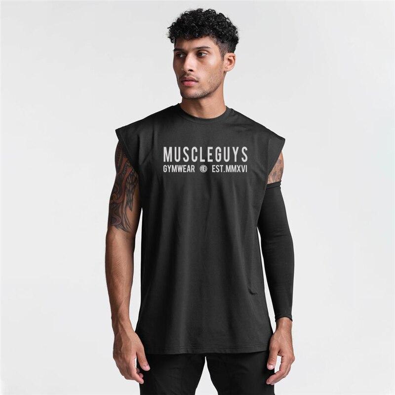 Muscleguys High Street повседневный спортивный жилет без рукавов Мужская свободная футболка для фитнеса и тренировок