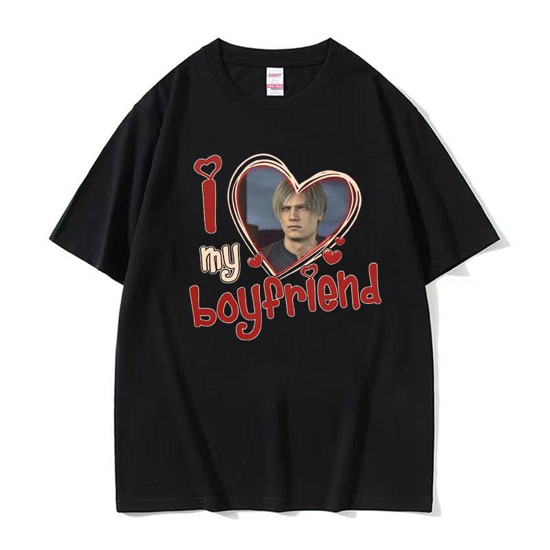I Heart Leon Kennedy Print TShirts Unisex Womens Clothing Fashion Vintage T Shirt Male Oversized Cotton Short Sleeve Tshirt Tops