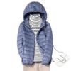 2023 Women's Lightweight Hooded Down Jacket - Slim Fit, Plus Sizes, Autumn/Winter, White Duck Down.