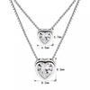 Sterling Double Heart Pendant Necklace With Layered Chain Women Valentine Gift