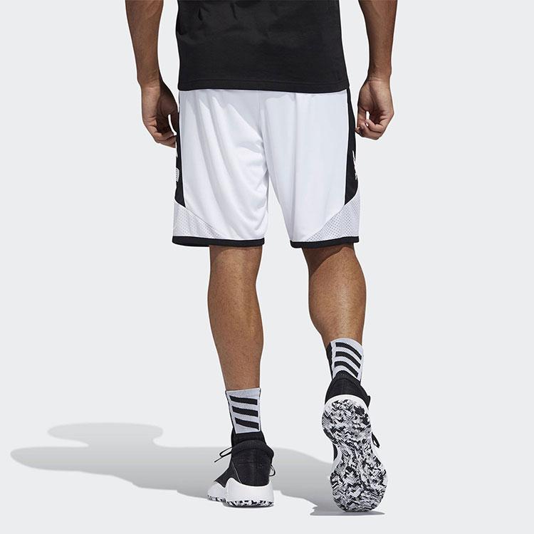 Adidas Color Block Stripe Logo Print Casual Sports Basketball Shorts Men Shorts White GC8081