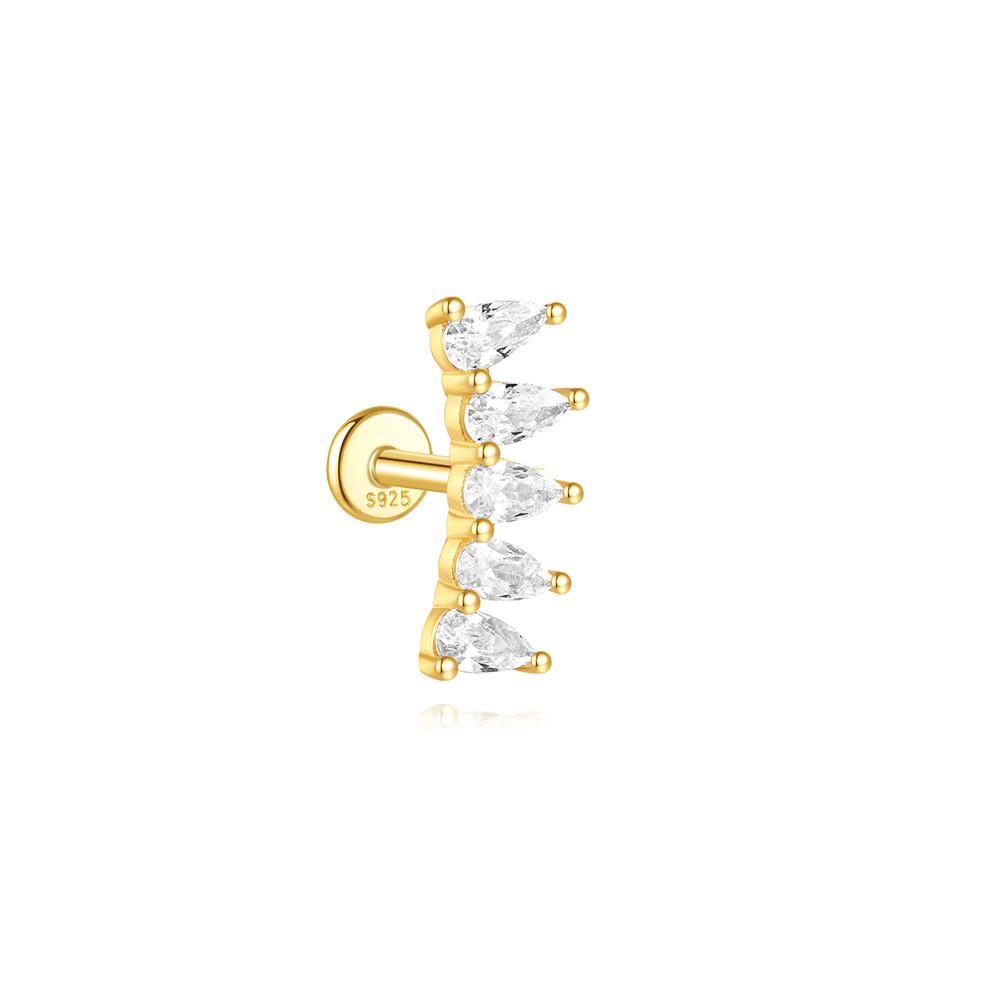 925 Silver Full Ear Dainty Piercing Ear Lobe Stud Earring for Women Helix Flat Earring Ear Bone Studs Fine Jewelry