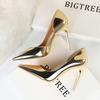 Bigtree European and American Style High Heels Simple Fine Heel Metal Heel 10.5cm High Heel Shallow Mouth Pointed Side Hollow Sexy Single Shoe
