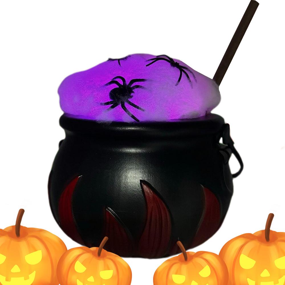 Halloween Witch Candy Pot Halloween Stirring Black Candy Bucket Stirring Stick Design Witch Candy Jar For Porch Front Door