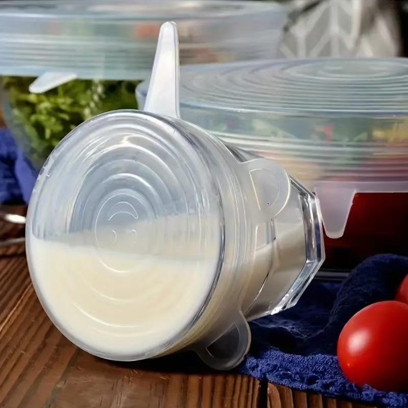 Набор из 6 универсальных крышек для мисок из пищевого силикона для сохранения свежести