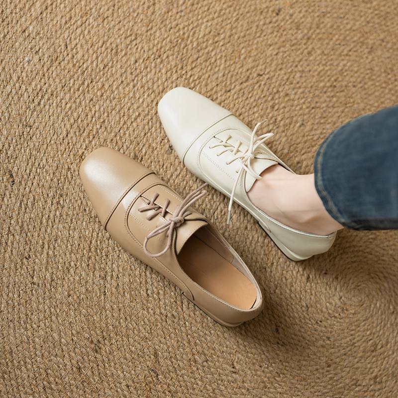 Туфли Krazing Pot из коровьей кожи с квадратным носком, размер 43, толстые низкие каблуки, модные офисные женские туфли с глубоким носком, осенние туфли-лодочки