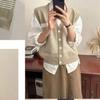 Korean Collar Contrasting Striped Knitted Vest Early Spring New College Loose and Versatile Camisole Top Youthful