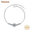Tancise 925 Sterling Silver Moissanite Zircon Bracelet Jewelry Geometric Bead Chain Link Bracelets Fashion Fine Wedding Gift for Girlfriend Women