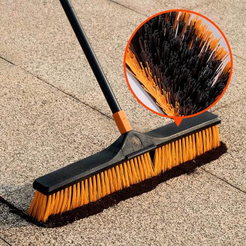 CLEANHOME Профессиональная палубная щетка, ширина 60 см, регулируемая длина (129см-166см), Подходит для балконов, улицы, полов и садов, чистящие средства