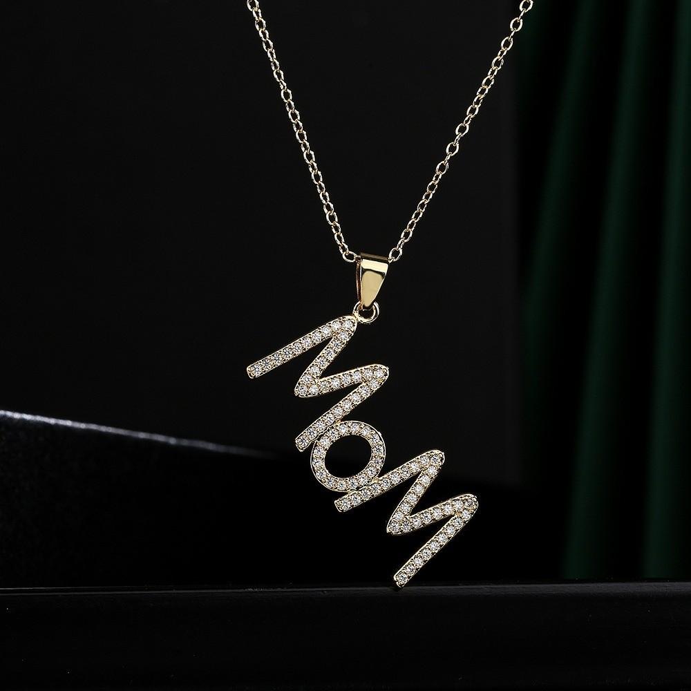 Jewelry MOM Necklace Stainless Steel Gift for Mother's Day Zircon Letter Clavicle Chain Mom Gift