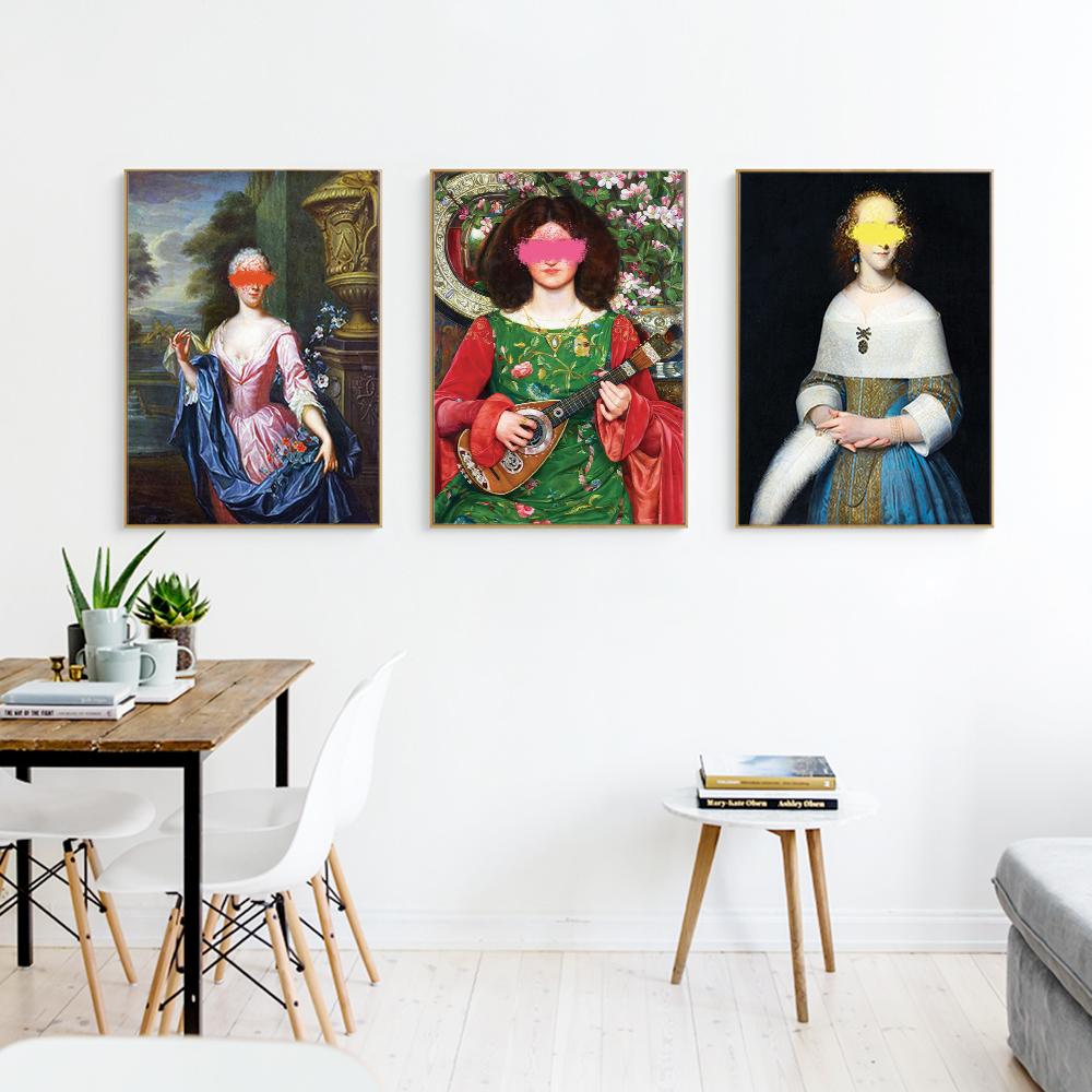 Измененный винтажный модный художественный принт женский портрет максималистский постер модные цветные настенные картины для декора спальни и гостиной