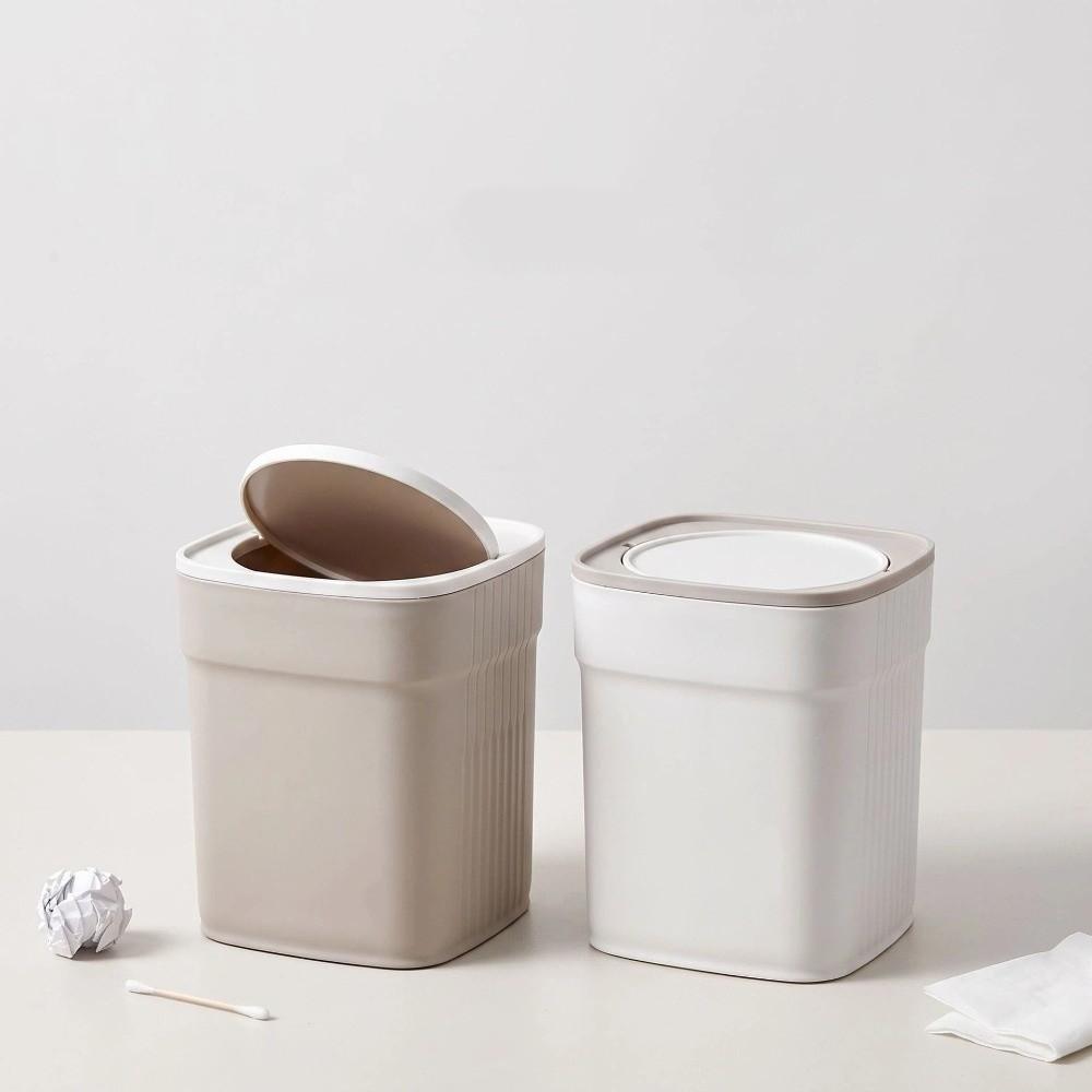 Sealed Desktop Trash Can Non-slip Waste Paper Basket Simple Garbage Can Bedroom