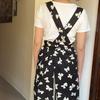 Vest black and white bow print H-shaped apron pure cotton cafe floral handicraft