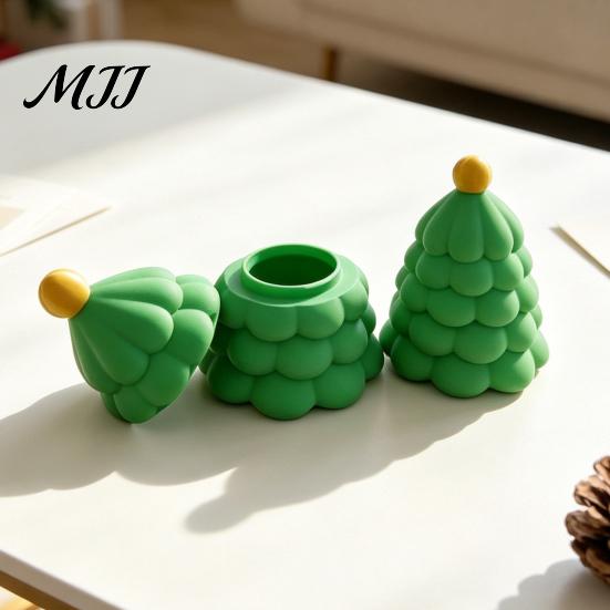 Пластиковая мини-коробка для хранения в форме рождественской елки с подарком, Маленькое зеленое украшение для вечеринки, напечатанное на 3D-принтере, Настольное украшение, Декоративная шкатулка для безделушек и украшений