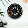 2D Car Wheel Hub Wall Clock Acrylic Ornament Tire Hanging for Farmhouse