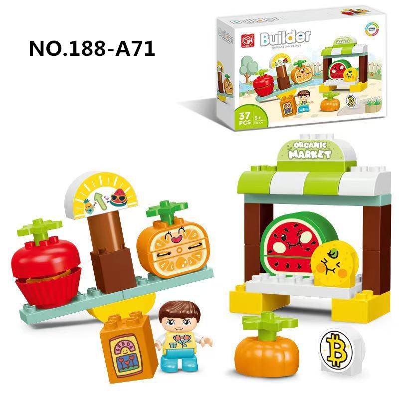 Набор из 37 крупных строительных блоков серии Creative Fruit Cutting Joy, развивающие игрушки-головоломки для детей, подарки на Рождество.