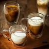 150/250/350ml Heat Resistant Glass Cups Double Wall Glass Coffee Cup with Handle Breakfast Milk Water Cup Clear Juice Beer Cups