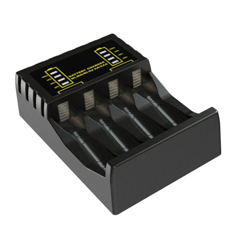 4-слотное интеллектуальное USB Type-C зарядное устройство для перезаряжаемых батарей 2A/3A со светодиодным индикатором