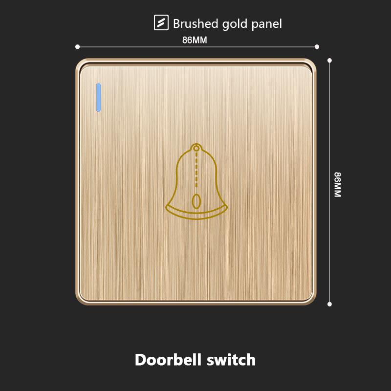 Wall Doorbell Switch Reset Push Button Wire Drawing Panel,EU/UK/US/Standard Home Hotel Doorbell Automatic Reset Button Switch 86