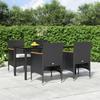 3156632 vidaXL Garden Dining Set with Cushions 5 Pcs Black