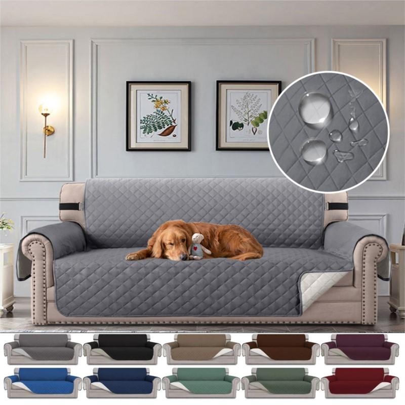 Sofa Covers Waterproof Sofa Slipcovers 1/2/3/4 Seater Non Slip Cover For Kids Pets Washable Sofa Protector With Elastic Strap