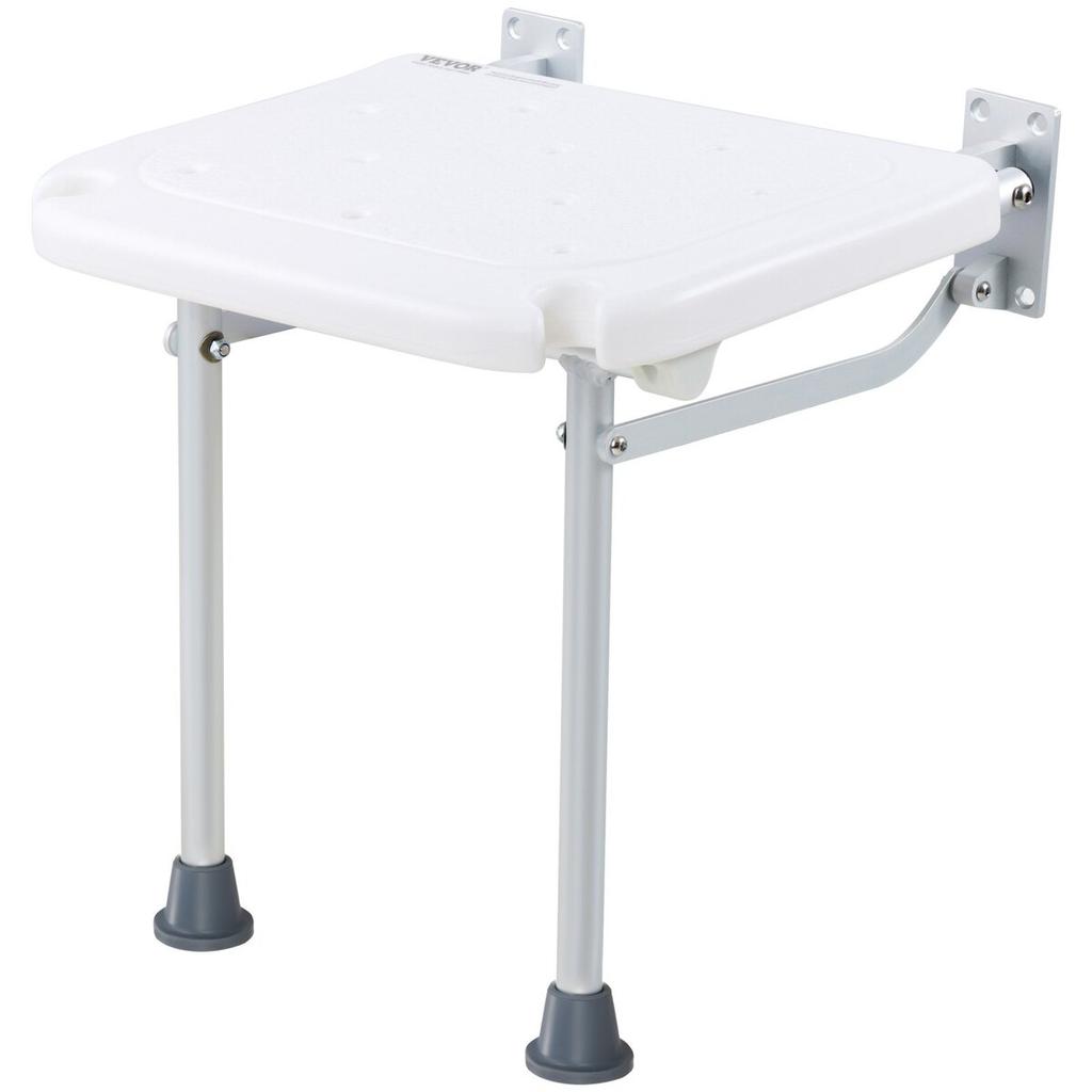 Folding PE Shower Seat 15.7'' x 14.8'' Wall Mounted Shower Bench 500 lbs