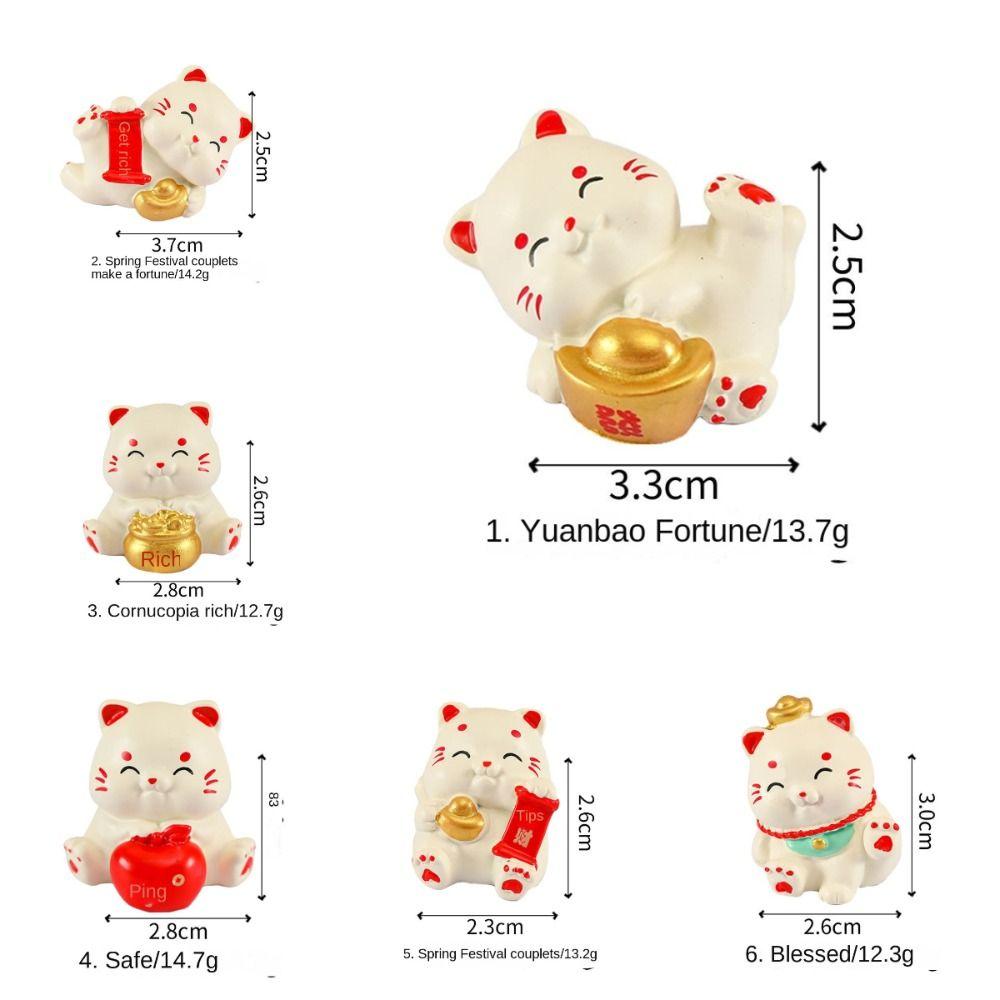Cute Resin Mini Lucky Cat Ornaments Cartoon Fortune Cat Miniature Figurine Micro Landscape Crafts Decoration Home Car Decor