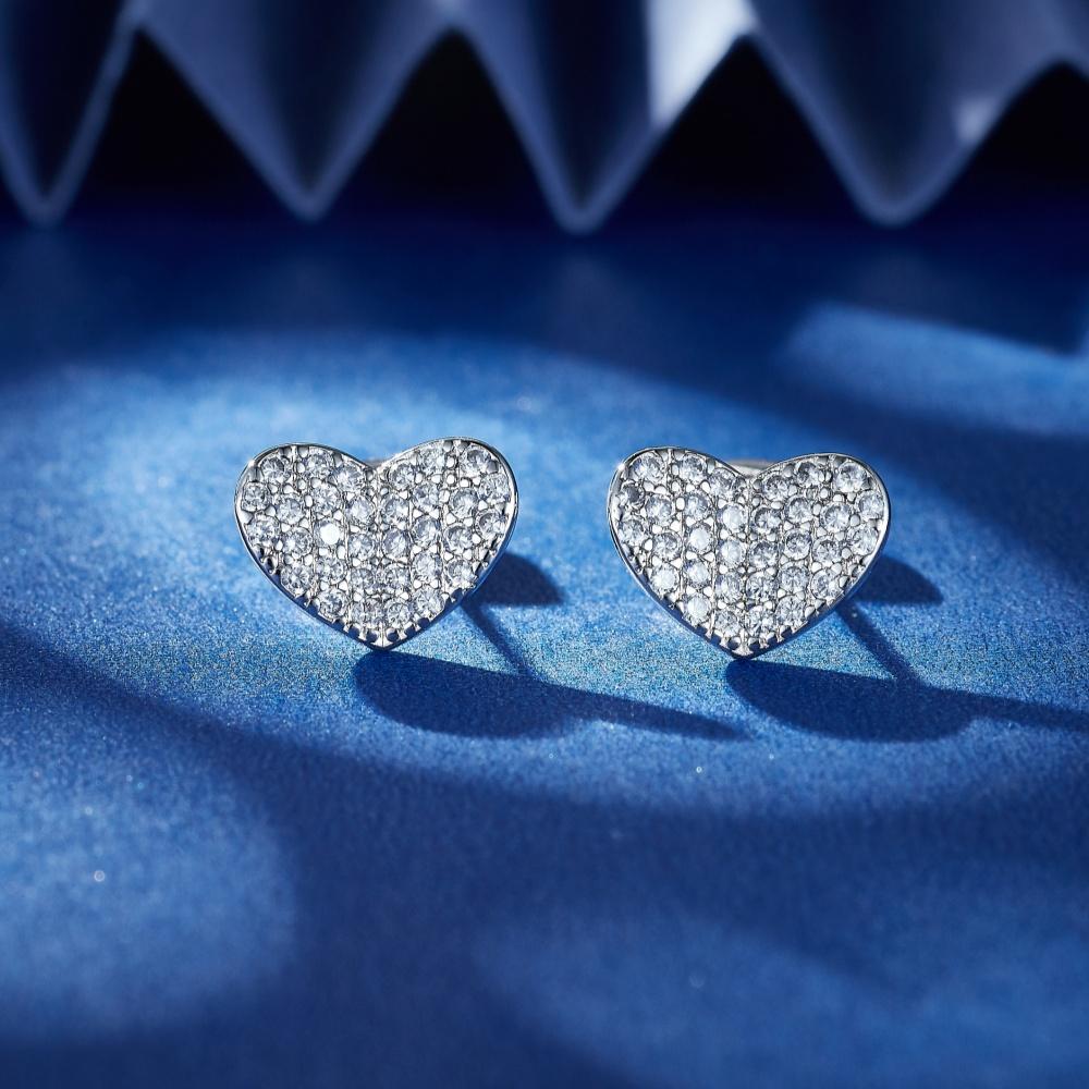 Серьги-гвоздики с кубическим цирконием, цирконием, медью, платиной, розовым золотом, 14-каратным золотом