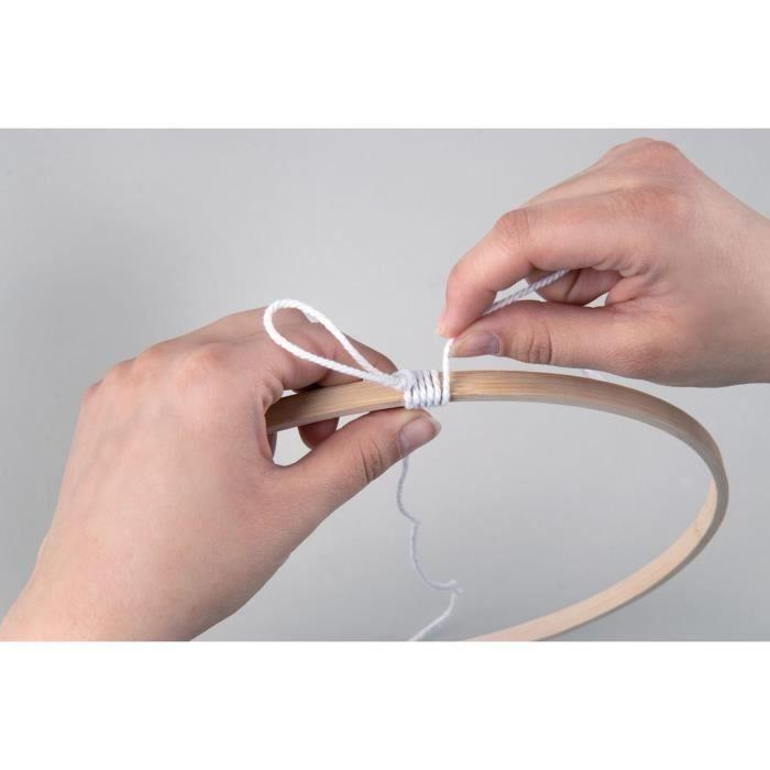 4 Bamboo Rings and Cotton Thread for Hanging Ø 12 To 30 Cm