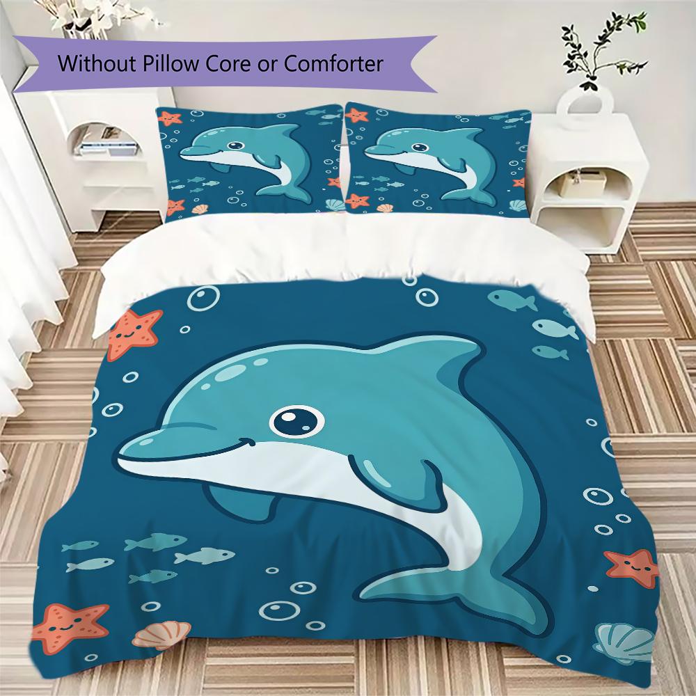 Real Ocean Life Pattern Bedding uilt Set uilt Cover Pillowcase Home Decoration Birthday Gift (1 * duvet cover + 2 * pillowcase without core)